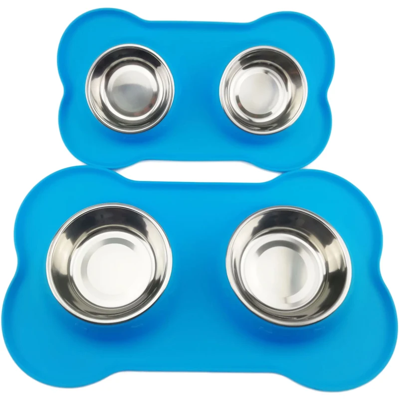 

Pet Feeding Food Silicagel Double Bowl for Dog or Cat