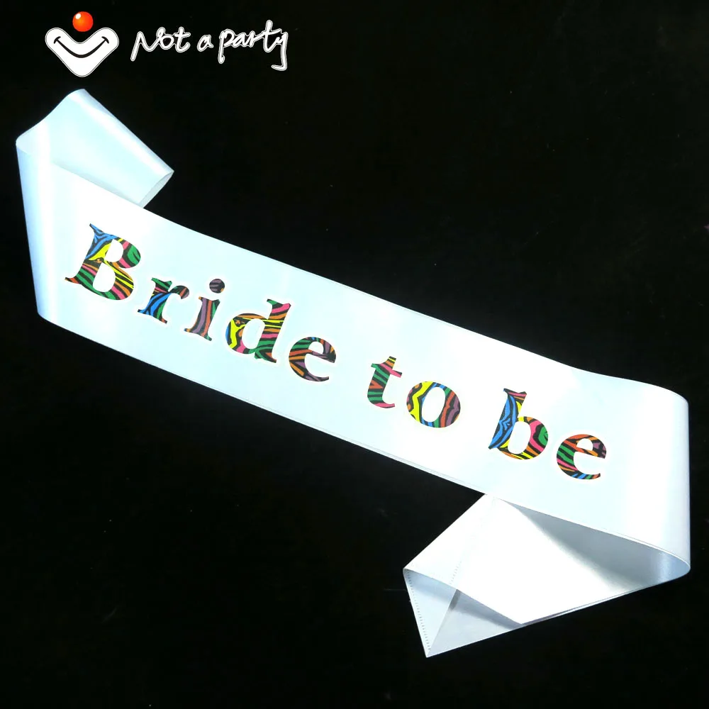 6 шт. 2020 Белые свадебные ленты Zebra яркий пояс Невесты Bachelorette party band подружка невесты, подружка невесты для мероприятия.