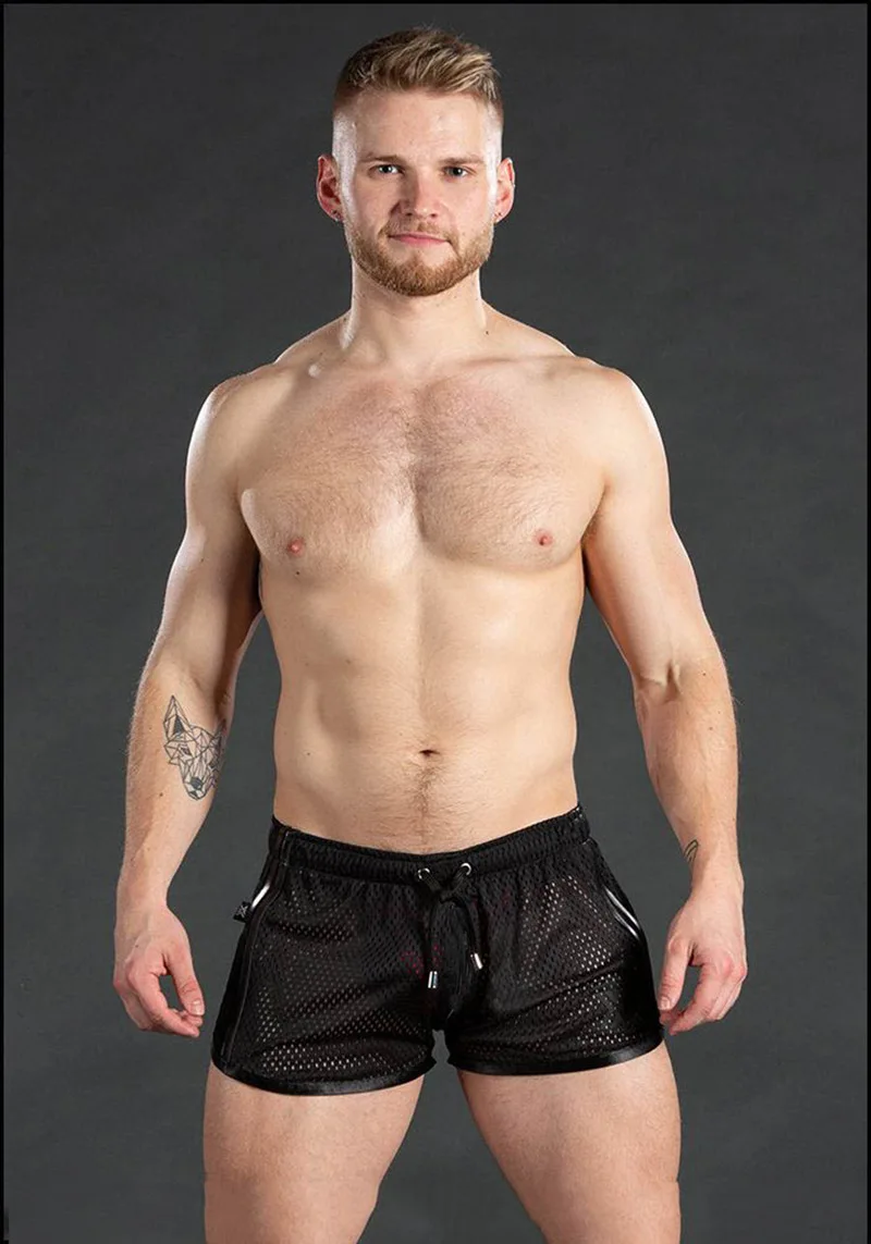 Мужские шорты для фитнеса и бодибилдинга сетчатые дышащие быстросохнущие модные