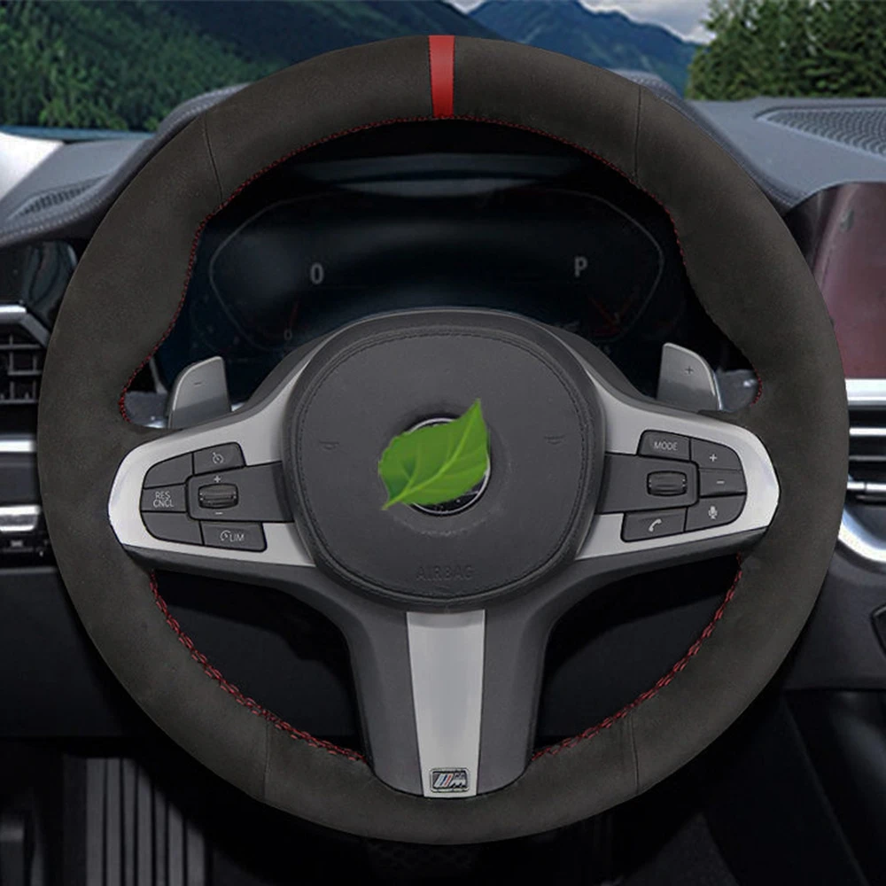Ручной работы черная замша DIY чехол рулевого колеса автомобиля для BMW M спортивные