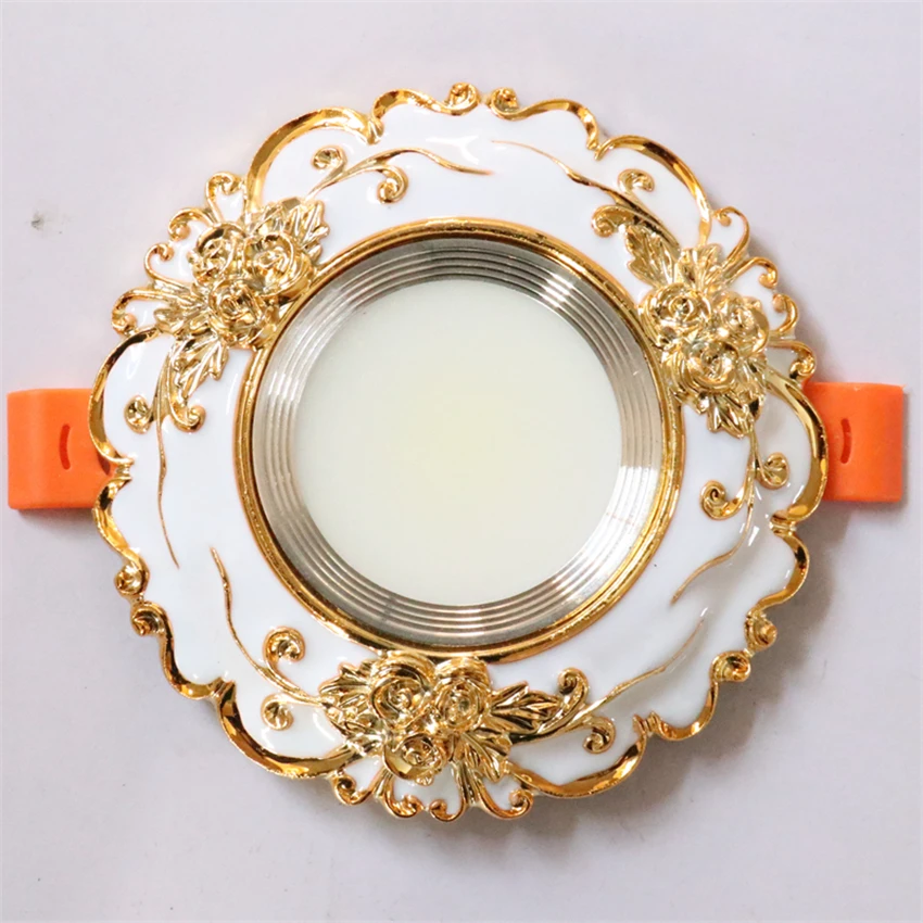 

European Golden flowers embedded ceiling lights LED living room aisle background American downlight hole ceiling lamps fixtures