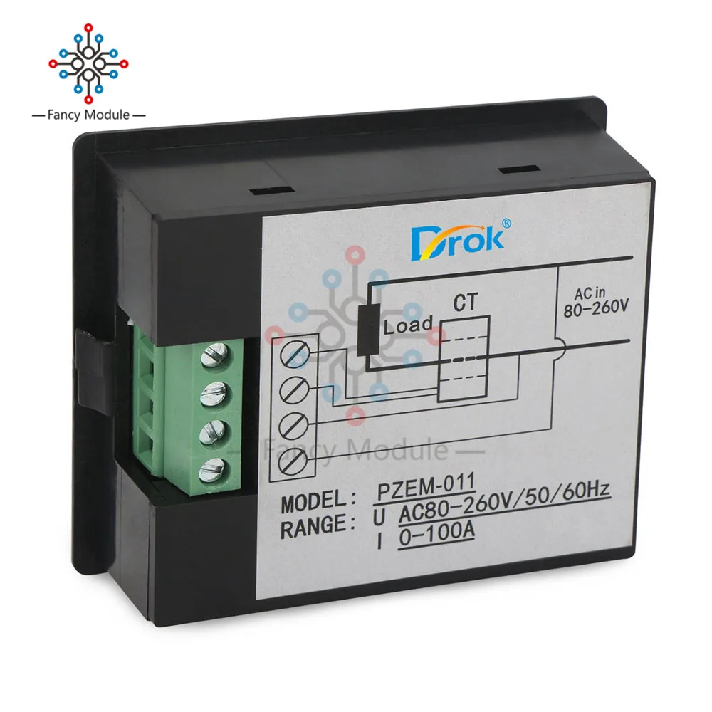 Вольтметр амперметр переменного тока 80 260 в 100A измеритель мощности с ЖК