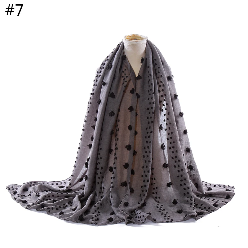 

Soft Plain Scarf 2020 New Fur Ball Design Women Muslim Hijab Fashion Head Muffler 10 PCS/LOT