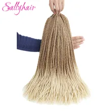Sallyhair тонкие Сенегальские вязанные косички 30 прядей/упаковка 1 упаковка 14 дюймов 18 дюймов блонд цвет Омбре синтетические косички волос