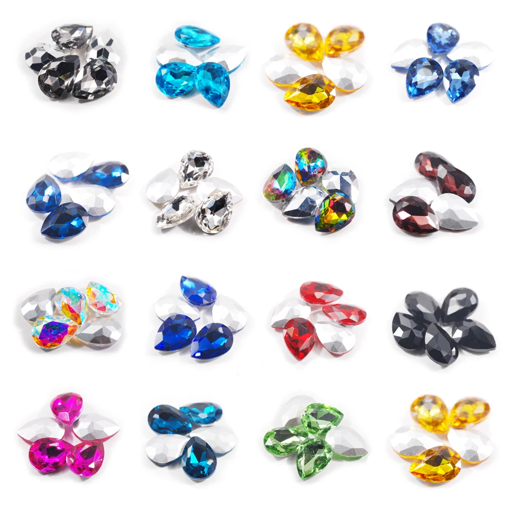 

20pcs/lot 4*6mm 6*8mm Nail Rhinestones for Nails Water Drop Colorful Crystal Nail Stones Gems 3D Nail Art Accessory Decoration