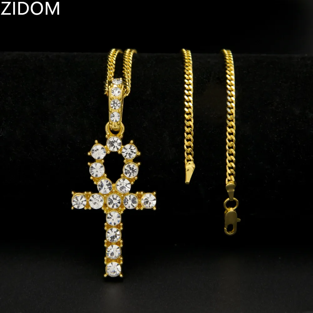 Мужская подвеска в стиле хип хоп iced out Египетский Ankh Key Of Life ожерелье с подвеской