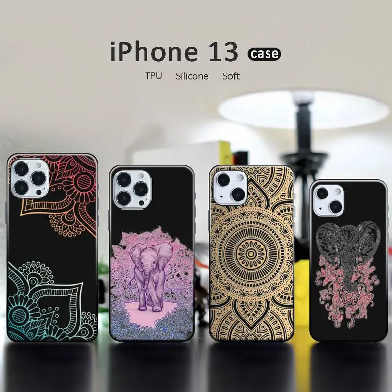 

Mandala color flower Elephant Phone Case for iPhone 13 12 11 mini pro XS MAX XR 8 7 6 6S Plus X 5S SE 2020