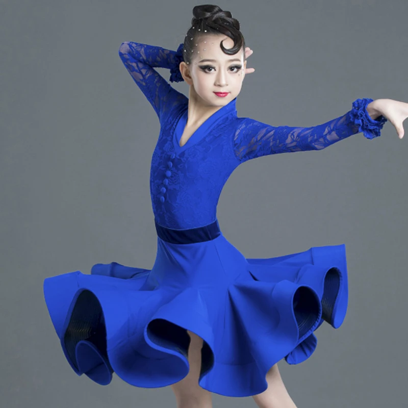 Платье для латинских танцев Детские платья девочек топы юбки костюм кружевное