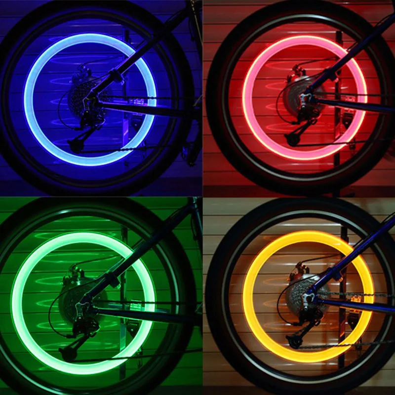 2 Pcs LED Bike Wheel Lights with Battery Pre-installed Bicycle Wheel Spoke for Cycling Racing THJ99