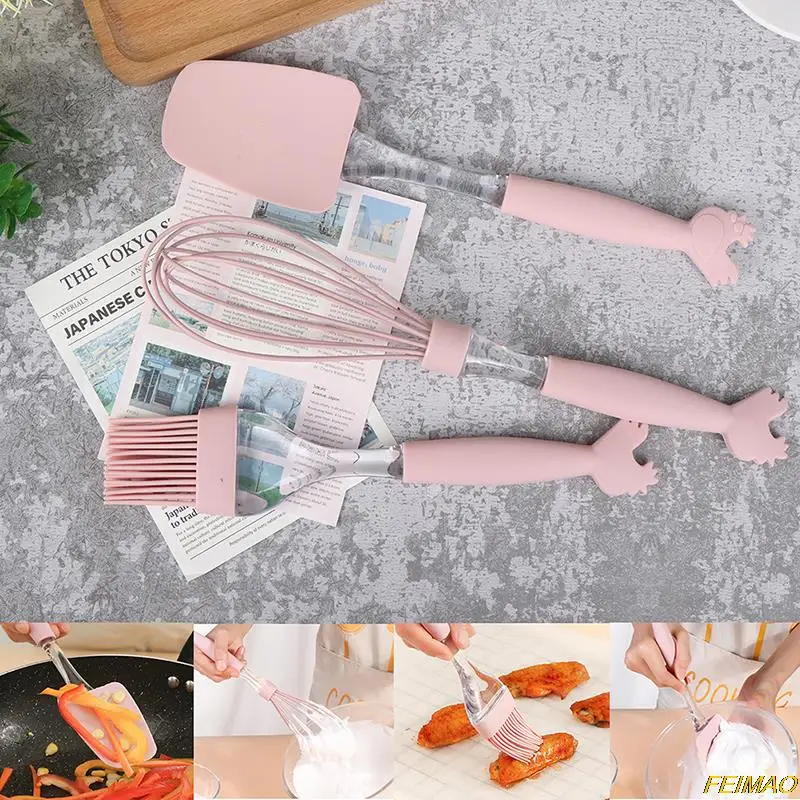 3Pcs/set Silicone Spatula Brush Whisk Baking Tools Accessories Kitchen Utensils Mermaid Tail Design | Дом и сад