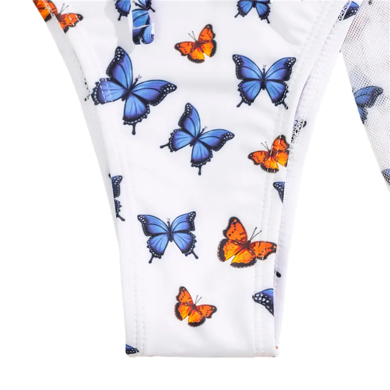 

Women's Sexy Butterfly Printing Bikini Sleeveless Halter Tops Briefs Swimsuit Classic Bare Midriff Two-pieces Set