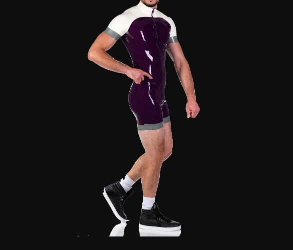 100% латексные резиновые белые и черные костюмы для фитнеса на молнии 0 45 мм xS-XXL |