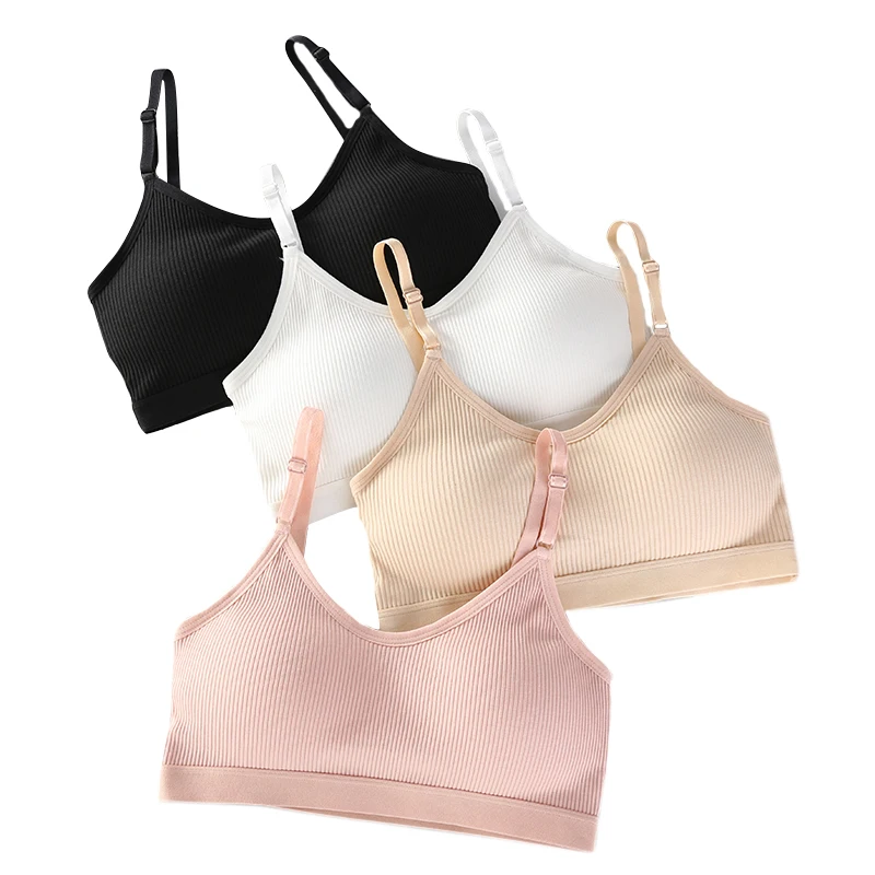 

Women Cotton Stretch Underwear Anti-Lighting Gathered Tube Top Knitting Thread Solid Color Bra Sport wear sexy wrapped chest