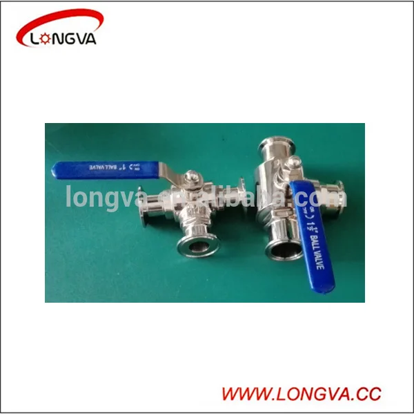

DN50 sanitary stainless steel 3 way T type ball valve with pneumatic actuator