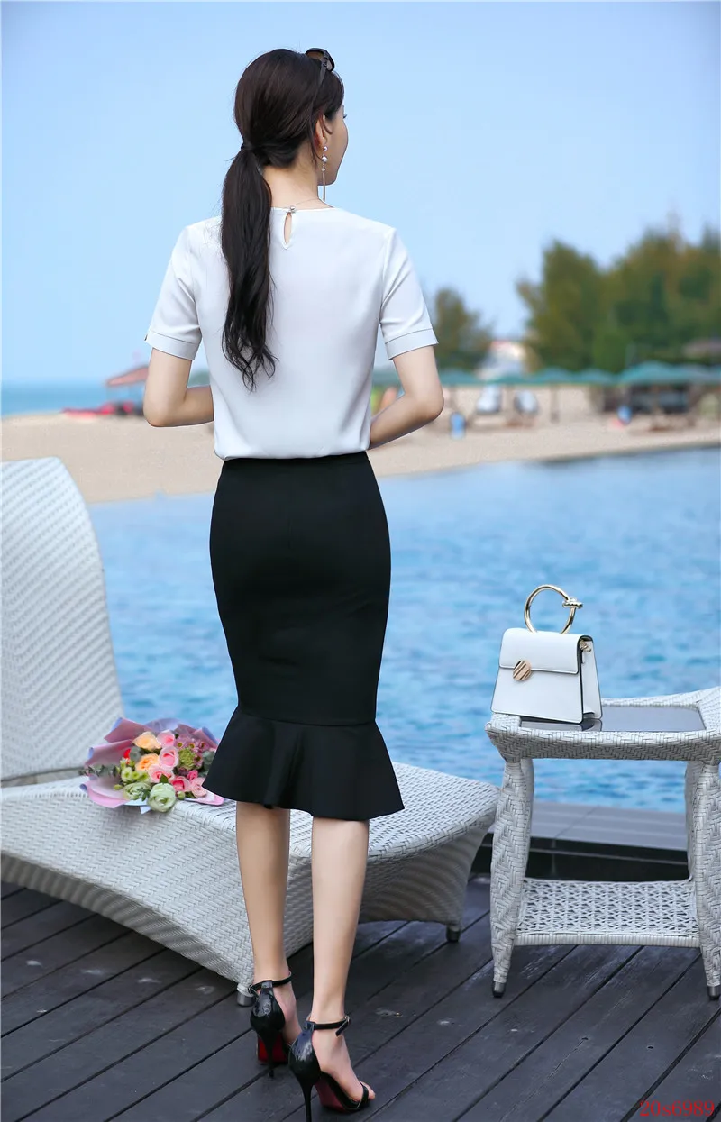 Женский офисный комплект из 2 предметов блузка с коротким рукавом и юбка | Женская