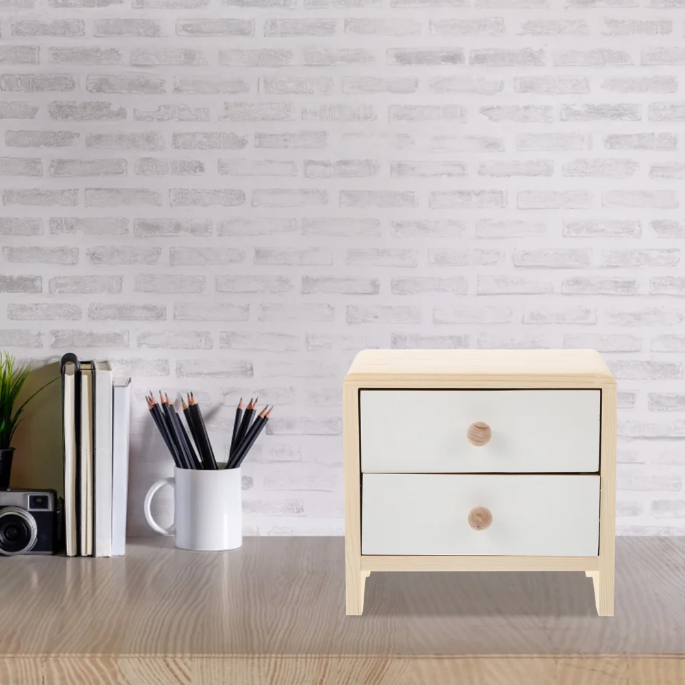 

1Pc Wooden Desktop Organizer Layered Storage Shelf Wood Desk Cabinet with Drawer