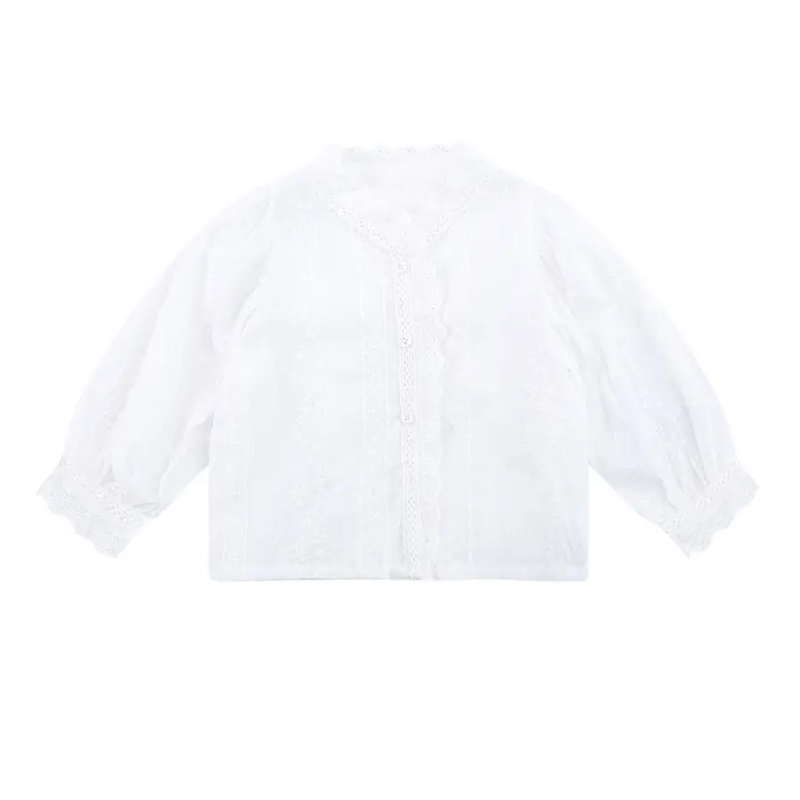 

Girls' Shirt Spring and Autumn New Children's Long Sleeve Blouse Western Style Shirt Baby White Bottoming Shirt