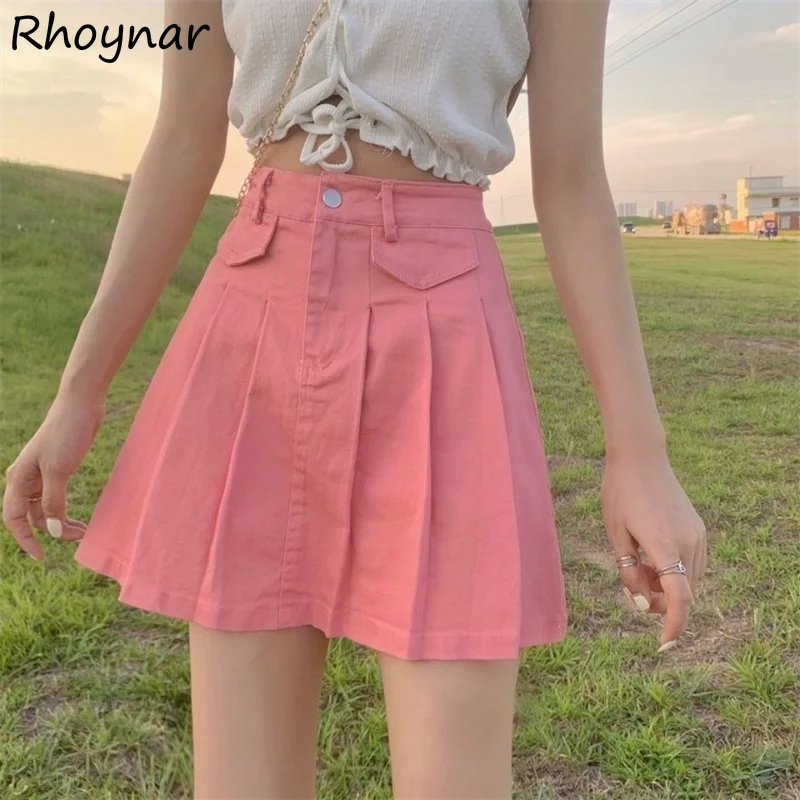 

Skirts Women Y2k Sexy High Waist Vintage Denim Summer Sweet Harajuku Jk Pleated Teens Girls All-match Slim Fashion Casual Preppy