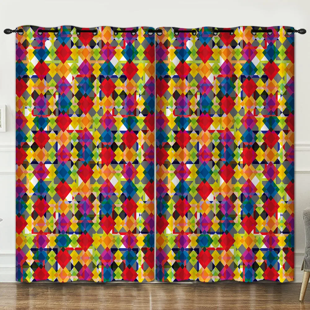 

Colorful geometry room decoration curtain background decoration cloth pink curtains luxury 15