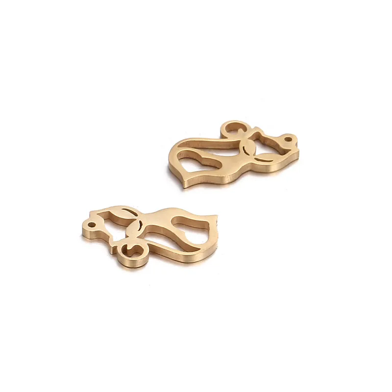 5 шт./лот нержавеющая сталь полые сердца лисицы подвески в виде животных подходят