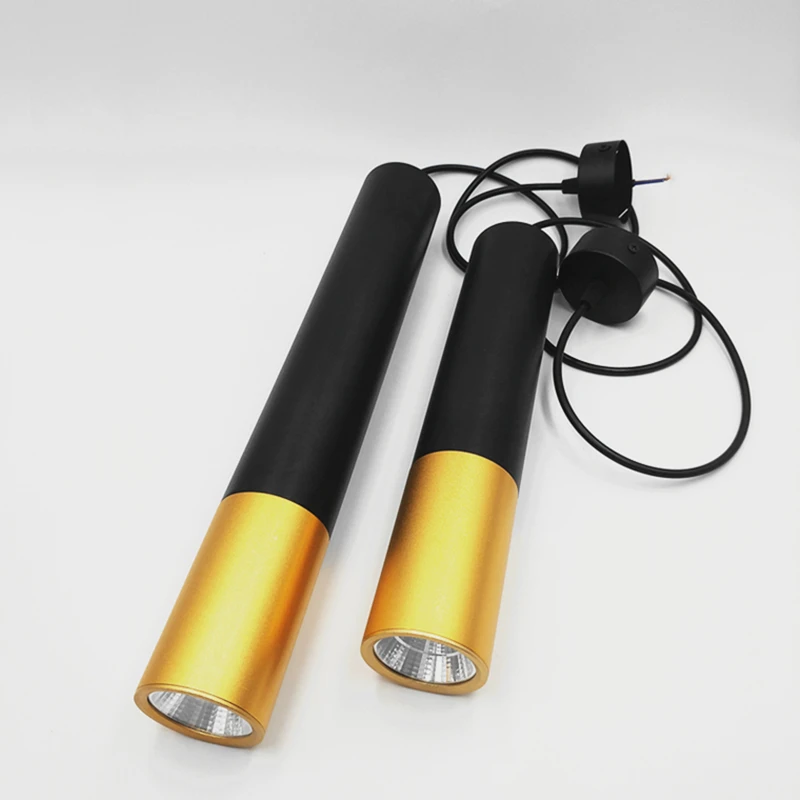 Lámpara led colgante y regulable para decoración de espacios, farol de tubo largo de 85-265V y de aluminio con base de cuña para cocina, comedor, tienda y bar