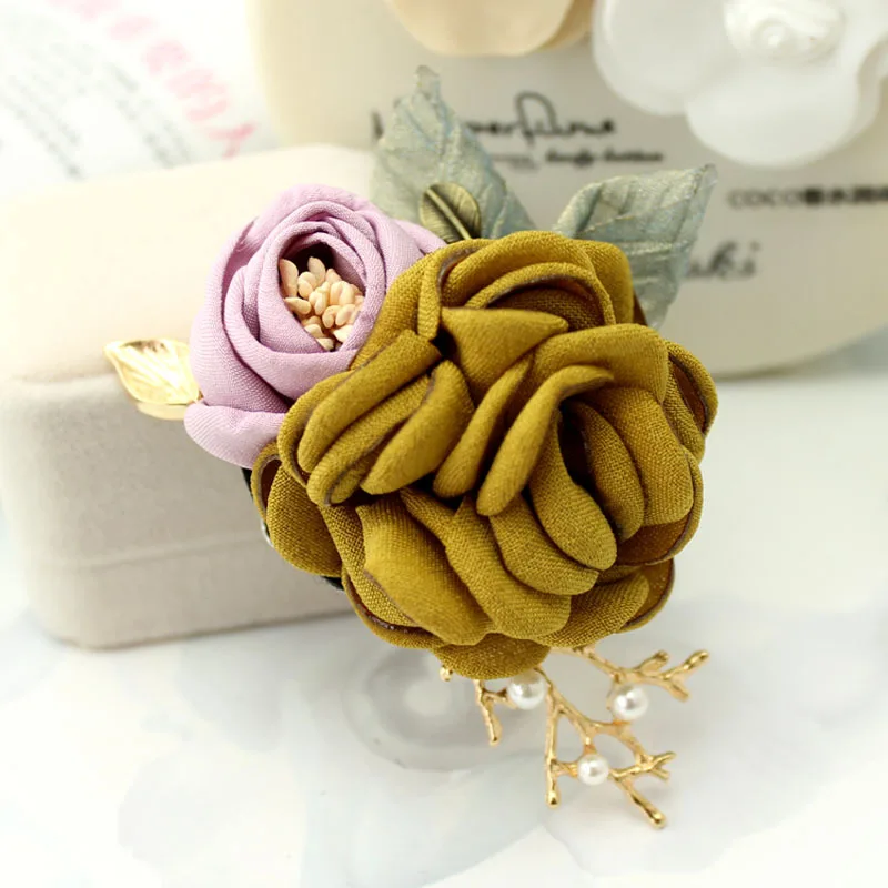 Я Remiel ручной работы ткань розовая Цветочная Брошь булавка бейдж Одежда и