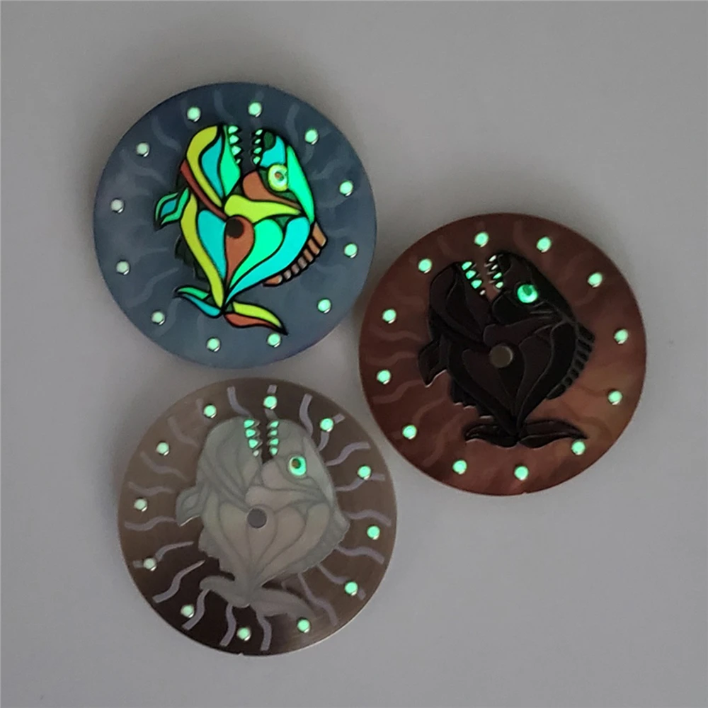 28.5MM Fish Dial for NH35 NH36 8215 821A Watch Movement Cartoon Luminous Part