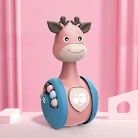 tumbler toy baby rattle deer educational funny deer toy cartoon deer with beads rail hand bell baby safe material teether toy