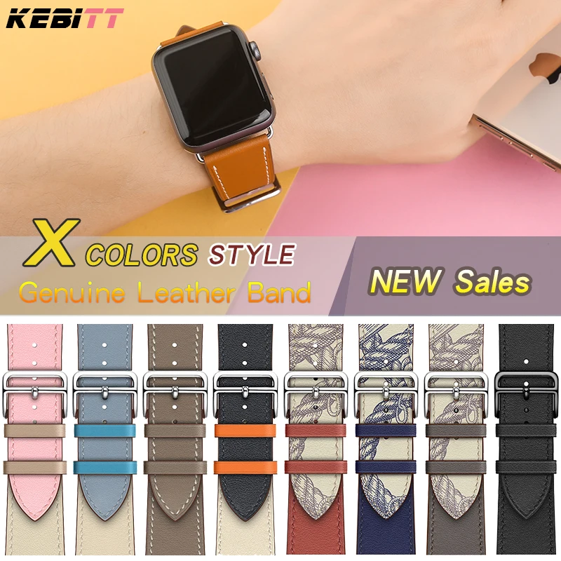 Ремешок kebitt из натуральной кожи для мужчин и женщин браслет apple watch series 6 se 5 4 3 2 1