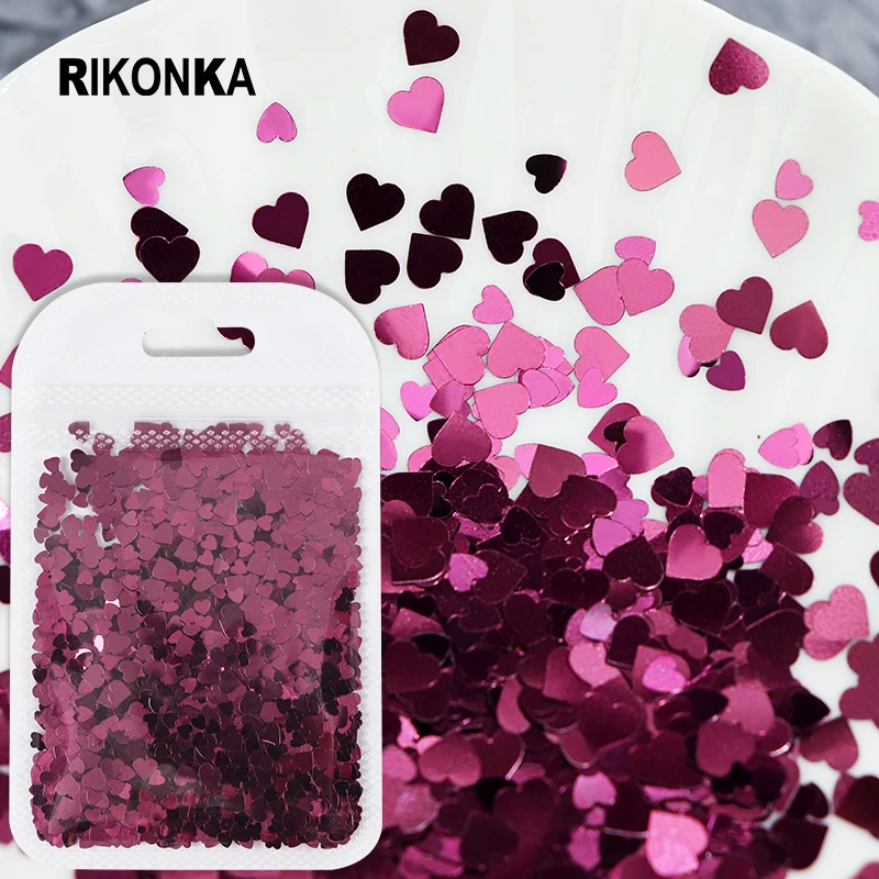 19Color Purple Love Heart Nail Art Glitter 3/4mm Mixed Size Flake Valentines Design Nails Accesorios Autumn Winter Decorations on.19Color фиолетовый глиттер для ногтей с любовью в виде сердца 3/4 мм смешанного размера, дизайн для Дня Валентина, аксессуары
