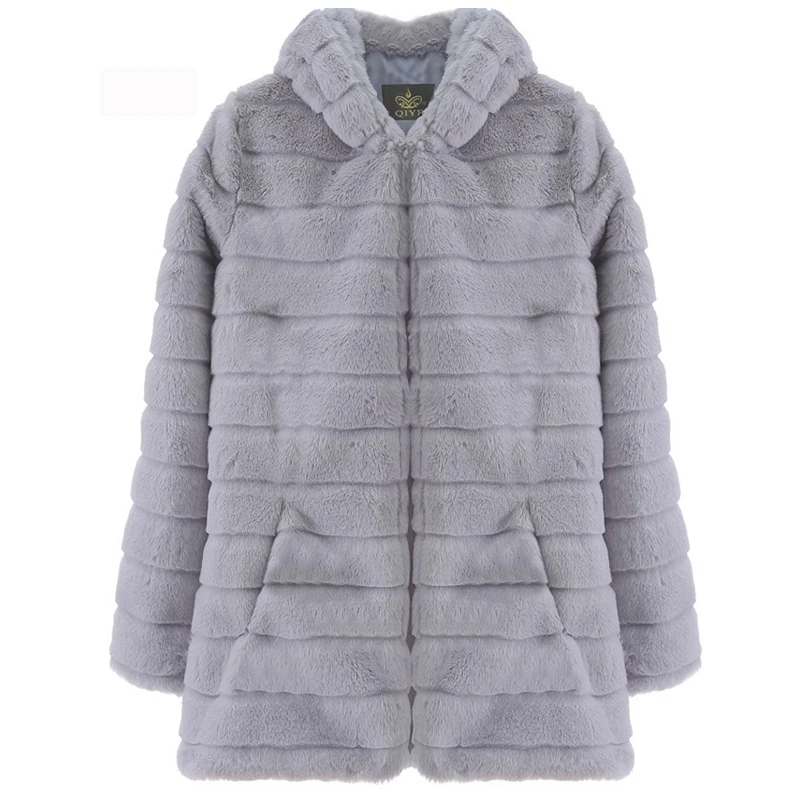 

Winter Coat Women Warm Faux Fur Mink Plush Coats Hooded Female Outerwear Korea Fshion Ladies Plus Size 5XL Clothing