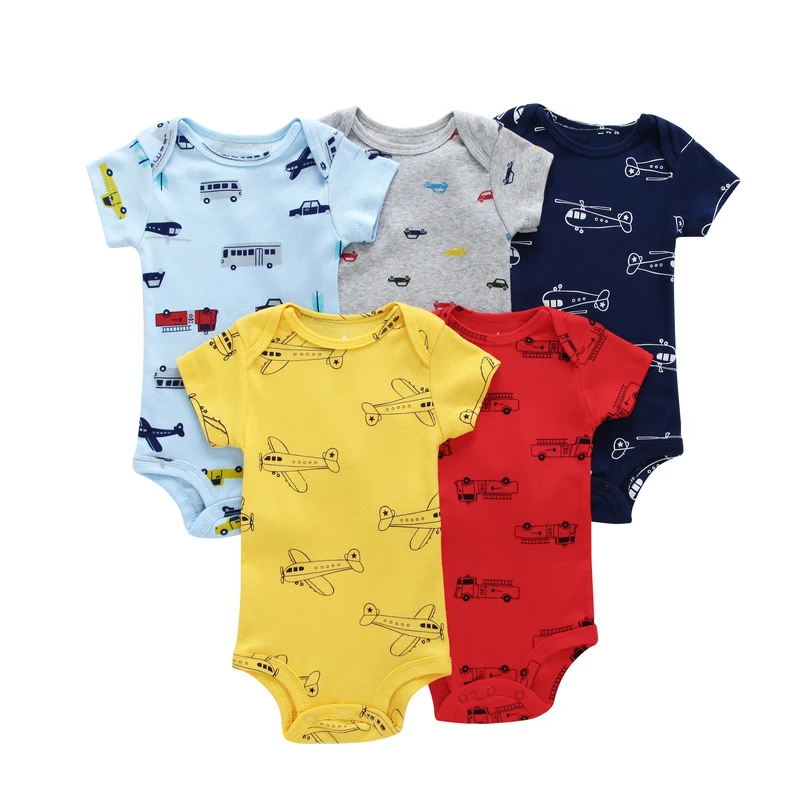 

2021 Brand New Newborn Infant 0-24M New Baby Boys Girls Jumpsuit Boys 5-piece Baby Short-sleeved Pajamas Sleep Shirts Tops Pant