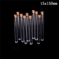 10pcs 15150mm plastic test tube with cork cap 20ml clear lab experiment favor gift tube refillable bottle