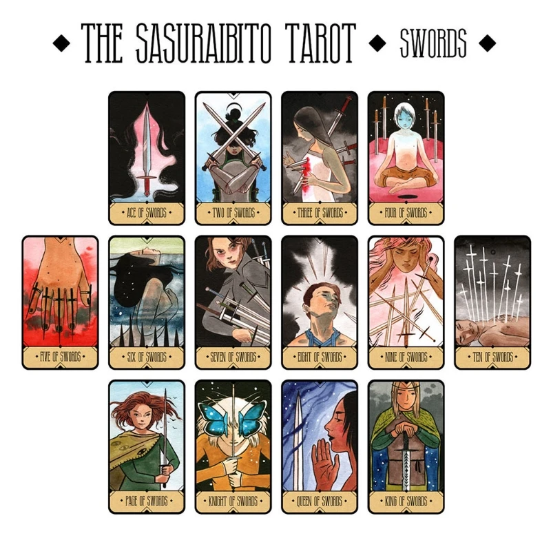 

The Sasuraibito Tarot 78 Cards Deck and Guidebook Gilt Edge Card Family Party Board Game Oracle Card Divination Fate