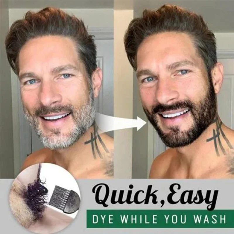 Beard Blackening Shampoo Dye Beard Mustache Coloring Conditioner for Gray Hair SK88