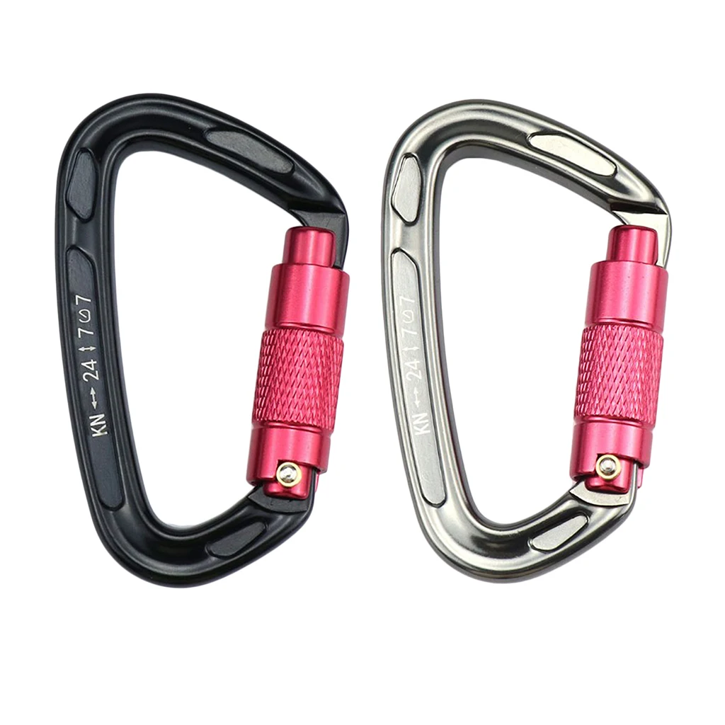 

24KN Aluminum D- Locking Carabiner Keychain Clip Fit Dog Leash DURABLE