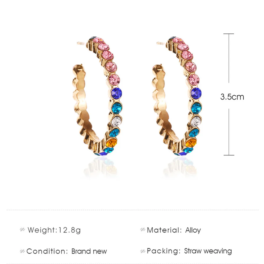 Простые c-образные серьги-гвоздики женские цветные ювелирные изделия с