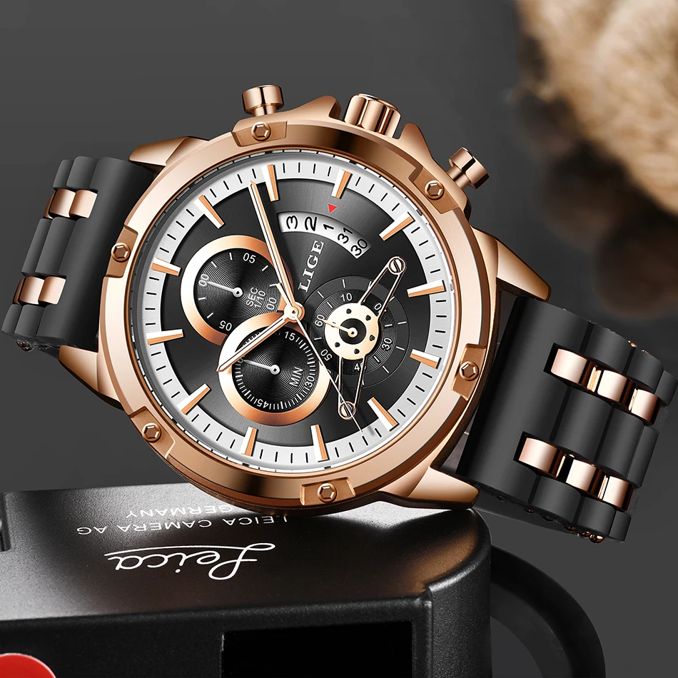 LIGE модные мужские часы топовые брендовые Роскошные многофункциональные