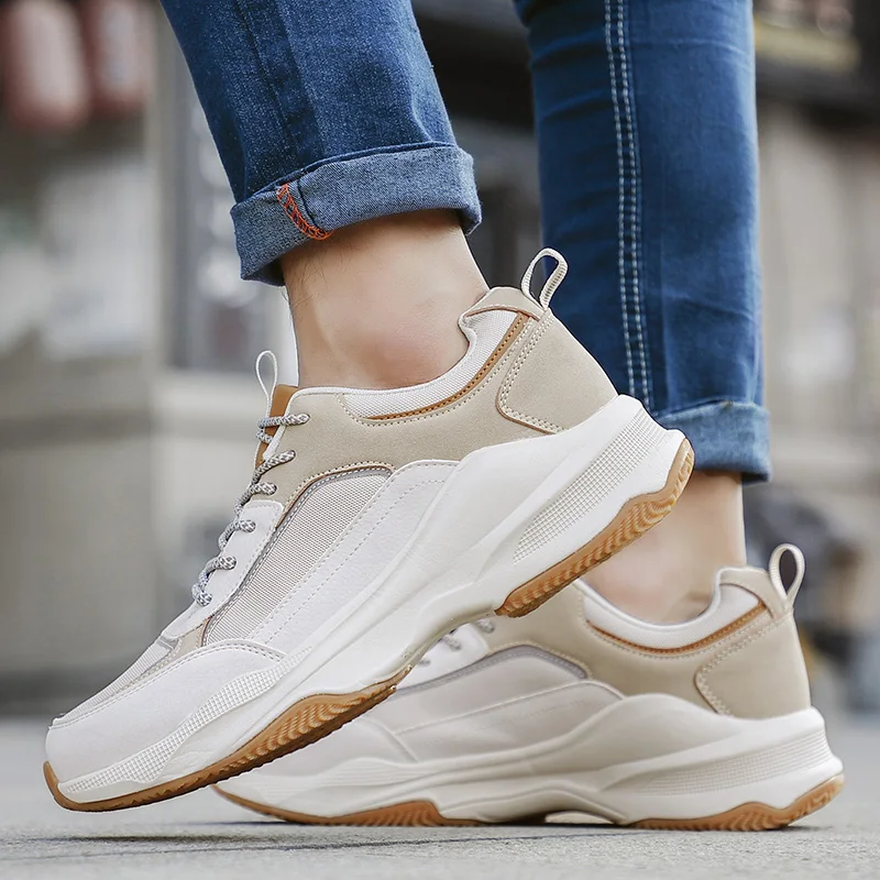 

Man Breathable Casual Fashion Thick Bottom Height Increasing Sneakers Male Multicolour Running Outdoor Damping Jogging Footwear