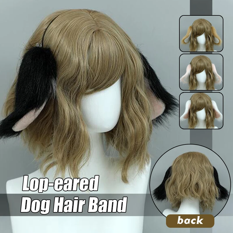 Faux Fur Dog Drooping Ears Headband Furry Plush Lolita Headband Anime Cosplay Headwear Kawaii Hair Band Costume