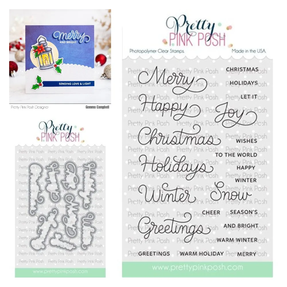 

Holiday Scripts Stamps and Dies New Arrival 2021 Scrapbooking Diary Photo Album Embossing Folders for Card Making Decorations