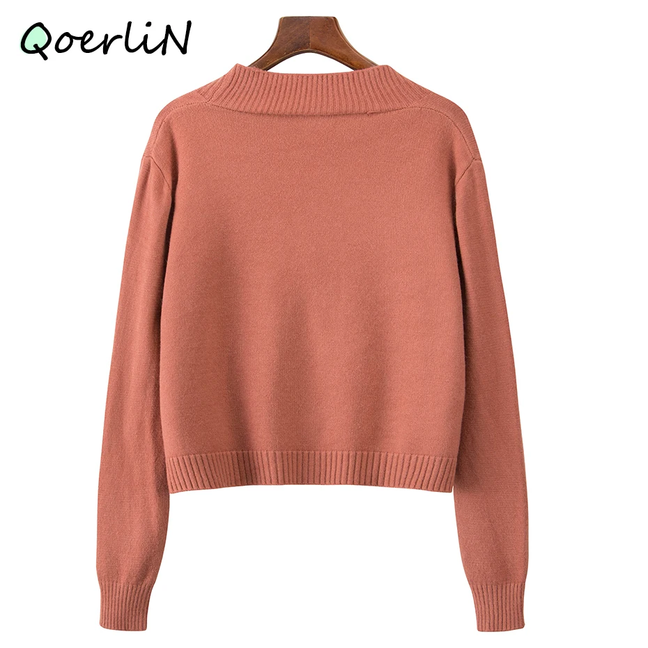 Женский кардиган свитер с v-образным вырезом однотонная свободная вязаная одежда