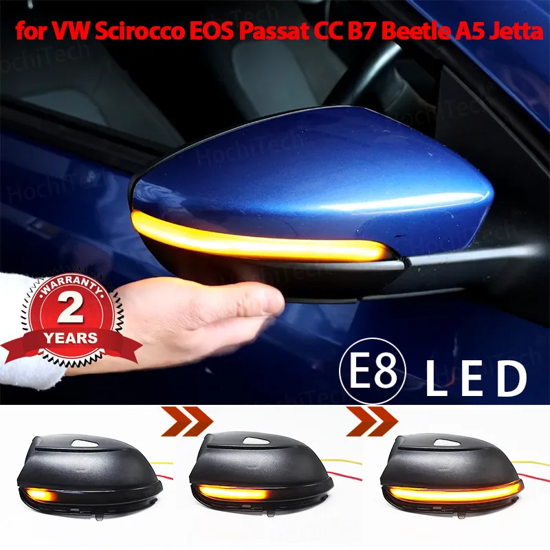 

Для VW Scirocco Passat Eos CC Beetle Jetta с черной крышкой, динамический сигнал поворота, светодиодный индикатор зеркала заднего вида, мигалка, повторитель ...
