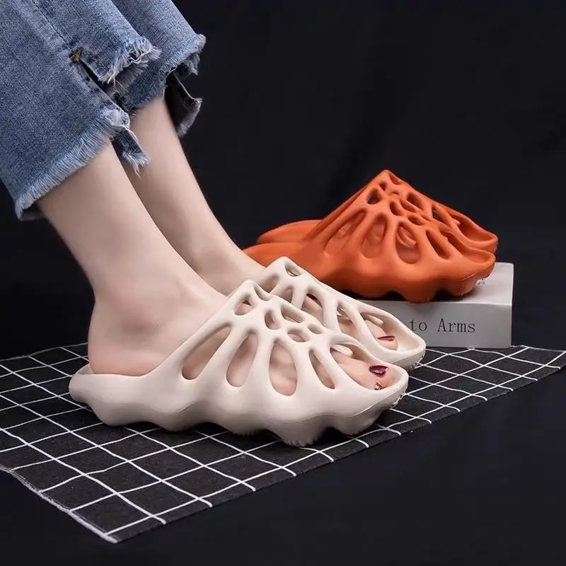 

Hole Shoes Trend Sandals and Slippers Ladies Summer Indoor Non-slip Home Bathroom Bath Slippers Couple The Same Fish Mouth Shoes