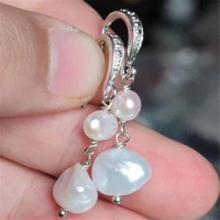 white natural baroque freshwater pearl silver earrings wedding aaa gift party luxury