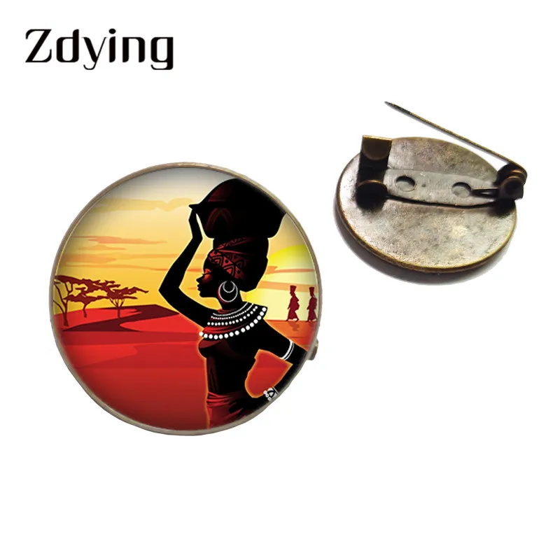 ZDYING Африканский хип-хоп девушки Искусство Живопись круглые Броши Античная