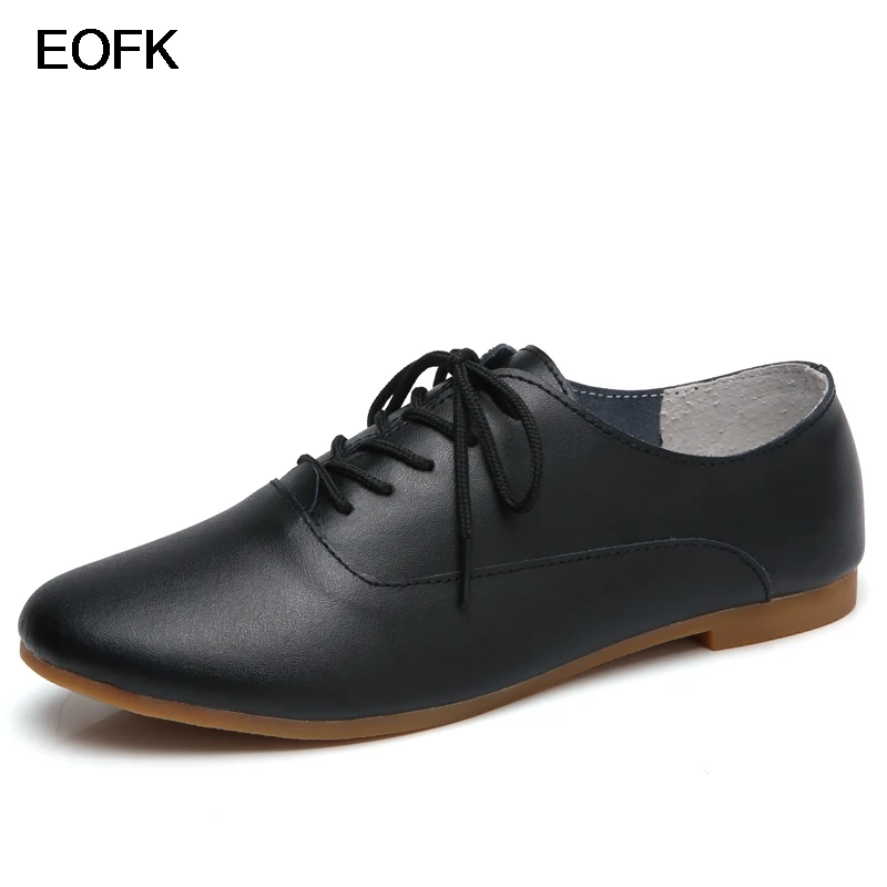 EOFK/женские туфли оксфорды Женские повседневные на плоской подошве Белые женские