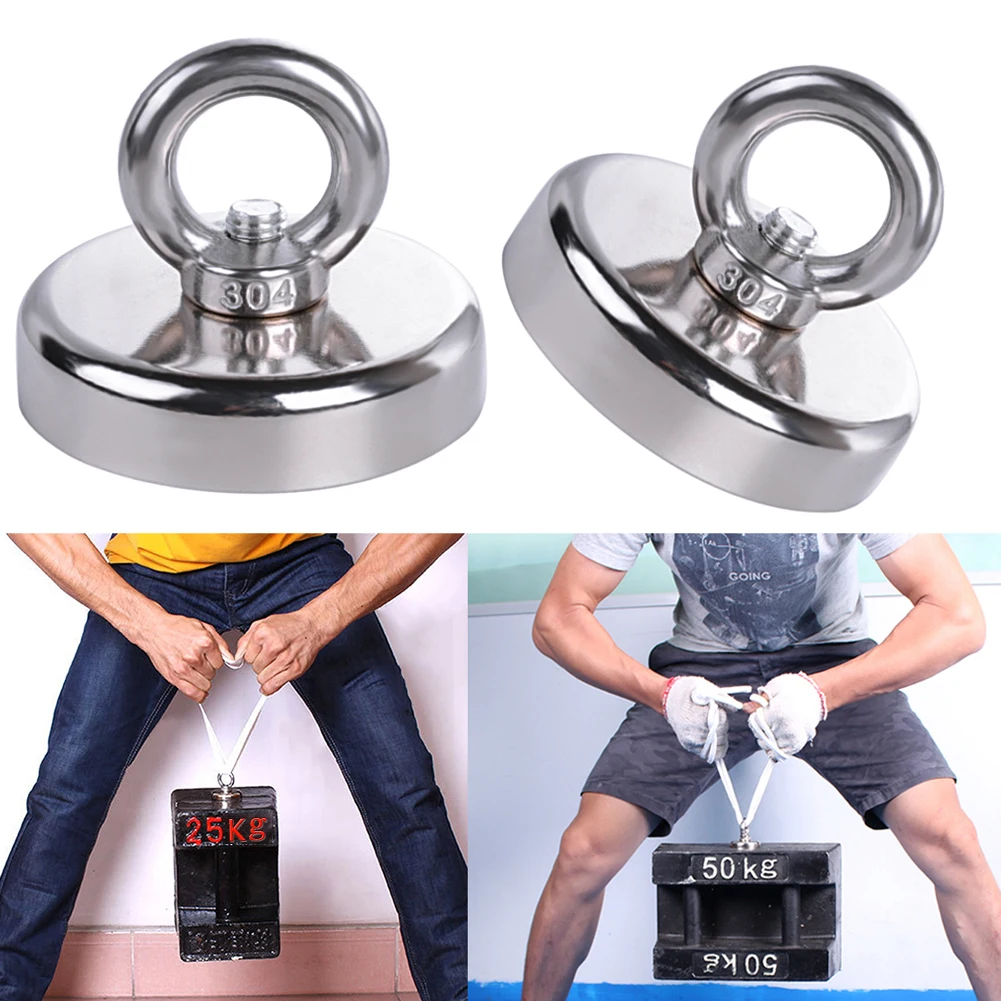 D20mm-D60mm Magnet Neodymium Magnet Round Thick Eyebolt Treasure Hunt Magnets Permanent Magnetic Fishing Rare Magnet