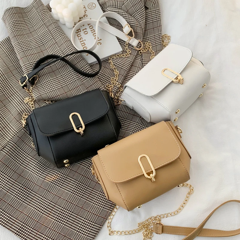 

2021 summer new fashion chain bag casual small bag mini mobile wallet lady shoulder bag solid color PU messenger bag