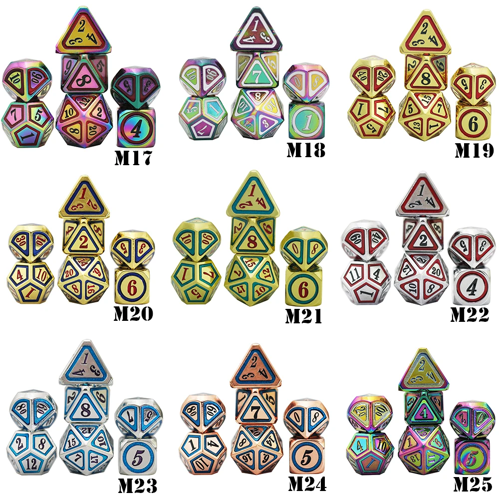 High Quality Metal 25 Styles +1pc Bag D4 D6 D8 D10 D12 D20 for Role Playing DND RPGs Board Game As Gift Sharp Edge Dice |